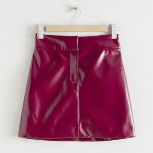 & Other Stories patent fitted mini skirt